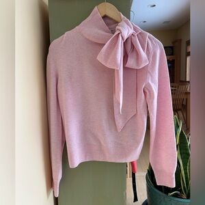 & Other Stories Bubblegum Pink Tie Neck 100% Merino Wool Sweater Size XS